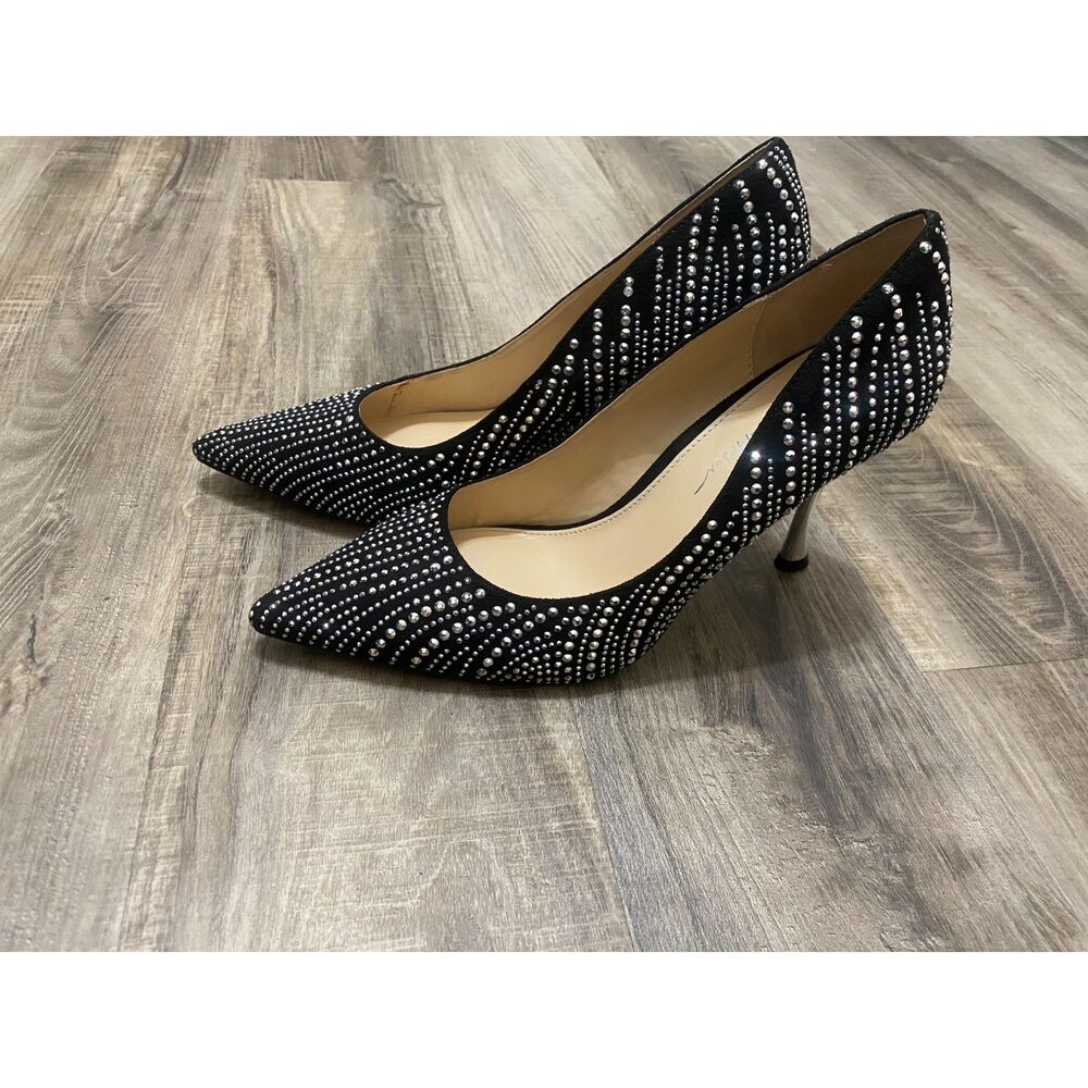 Betsey Johnson Black Alesi Pointed Toe Sparkle Heels 9.5